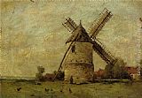Paul Desire Trouillebert Famous Paintings - Paysage avec un moulin